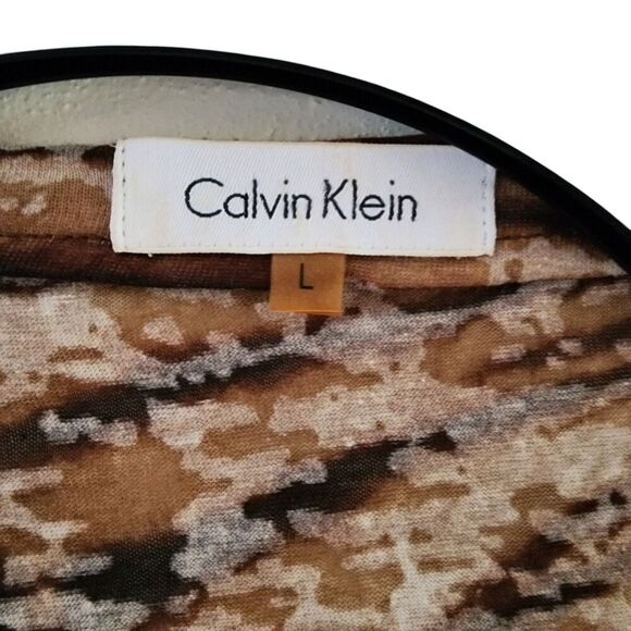 Calvin Klein Cardigan Women Size L Brown Animal Print Long Sleeve Polyester - Picture 3 of 8